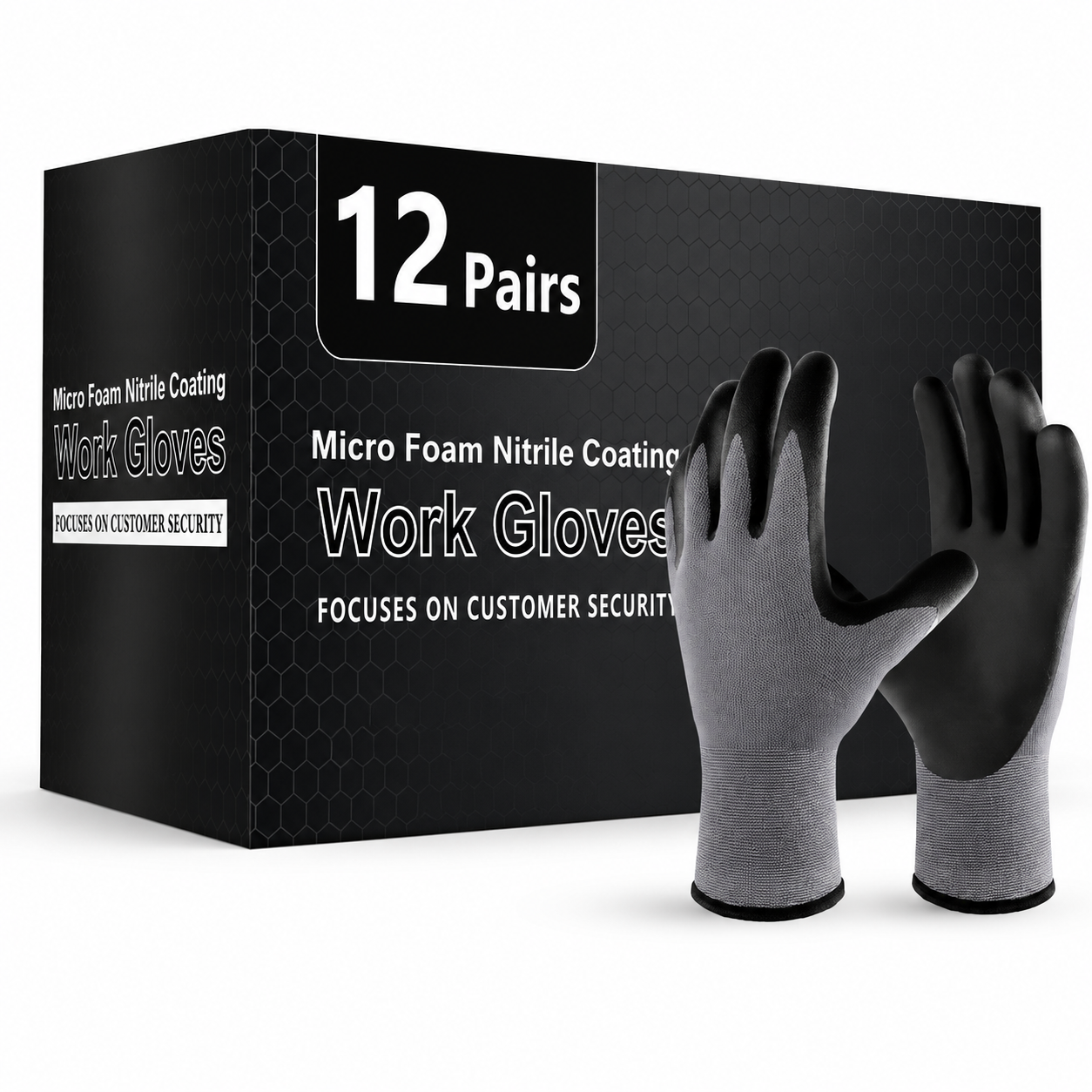 Greenhaus Gardening Microfoam Nitrile-Coated Work Gloves, Breathable Nylon Grip Gloves