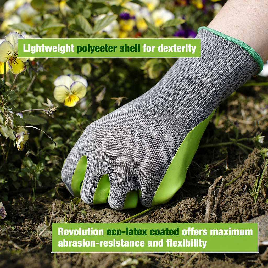 Greenhaus Gardening Coated Gardening and Work Gloves 6-Pack