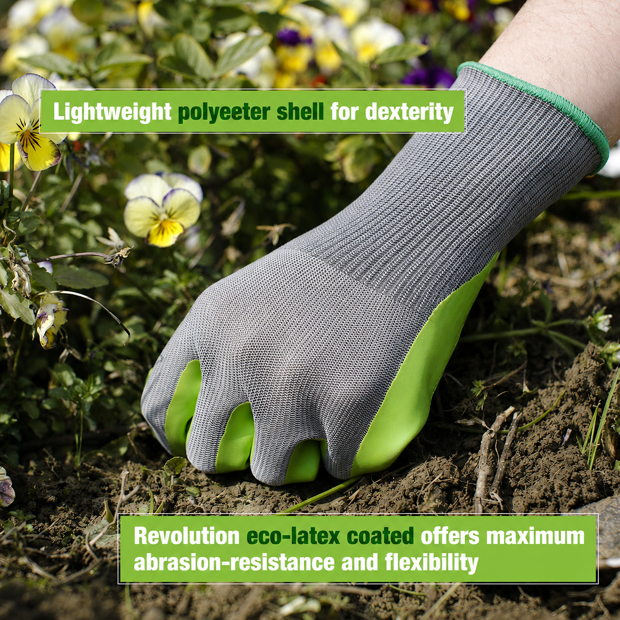 Greenhaus Gardening Coated Gardening and Work Gloves 6-Pack