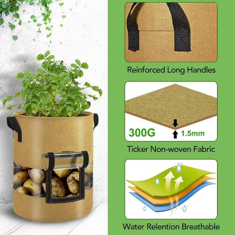 GreenHaus Gardening Heavy Duty Fabric Planter Bags for Potatoes & Vegetables