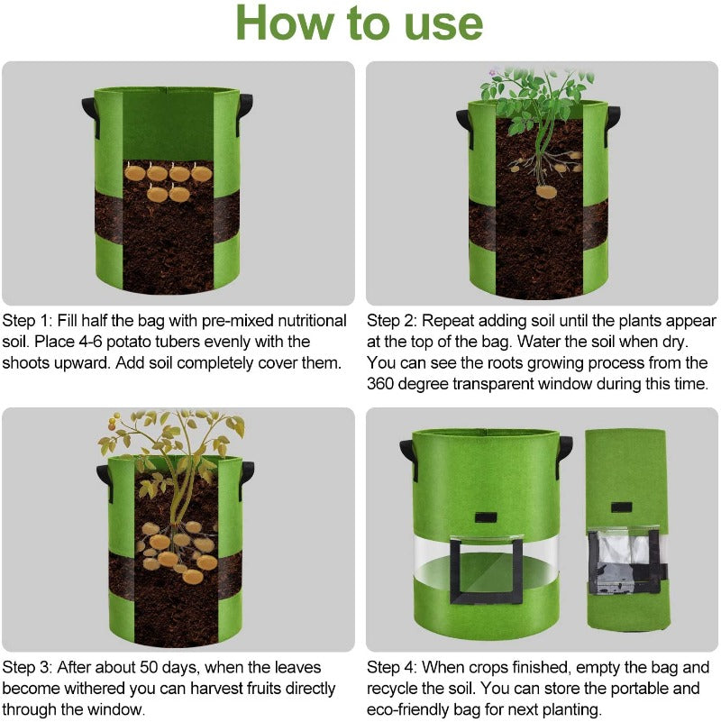 GreenHaus Gardening Heavy Duty Fabric Planter Bags for Potatoes & Vegetables