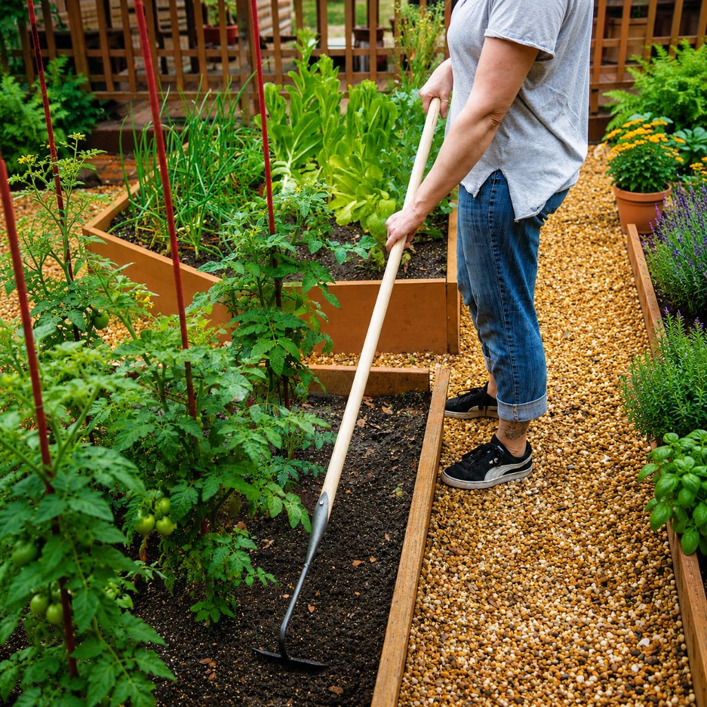 Greenhaus Gardening Heavy Duty Half-Moon Garden Hoe, Weed Removal Tool