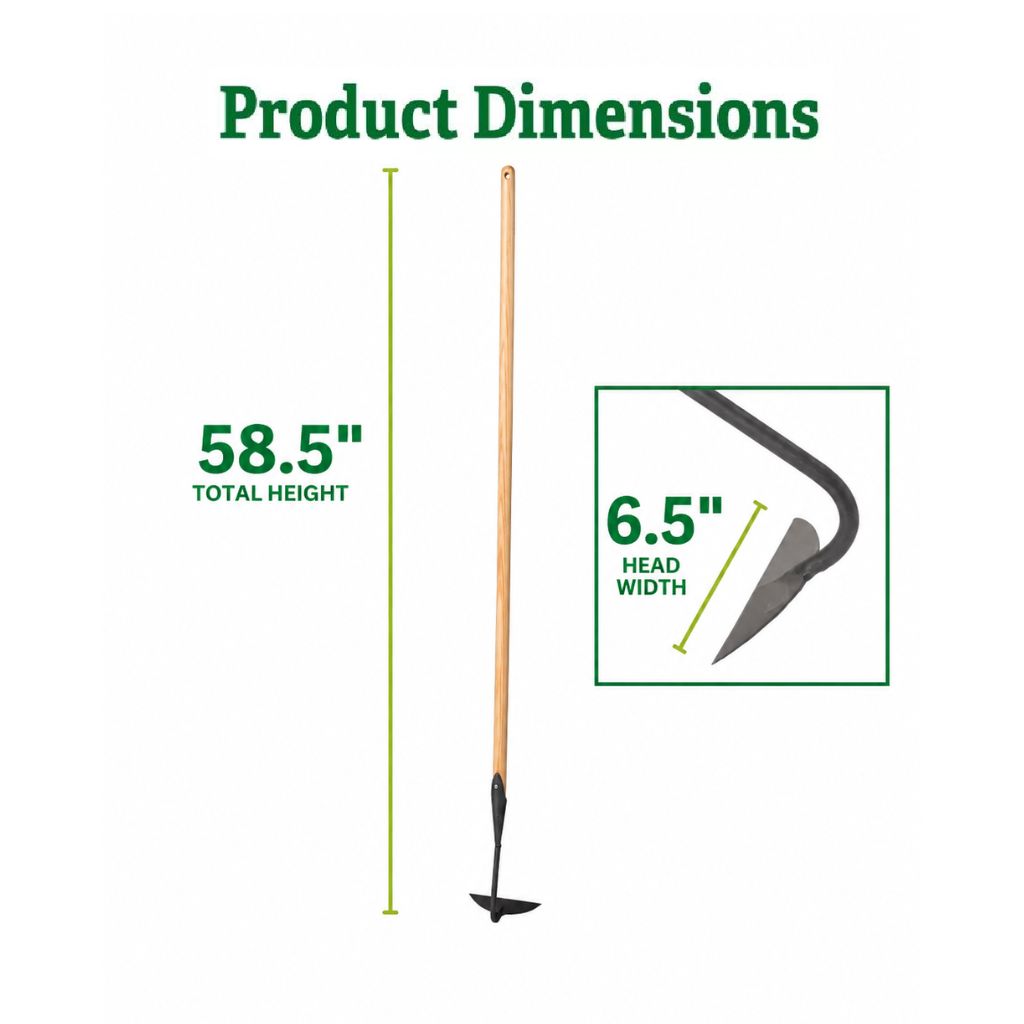 Greenhaus Gardening Heavy Duty Half-Moon Garden Hoe, Weed Removal Tool