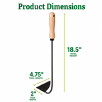 Greenhaus Gardening Long Handle Hand Hoe, Efficient Garden Weeding Tool