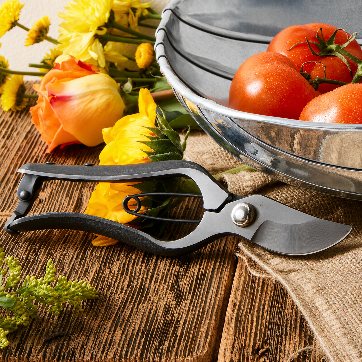 Greenhaus Gardening Vegetable Harvesting Set with Steel Trug and Pruner