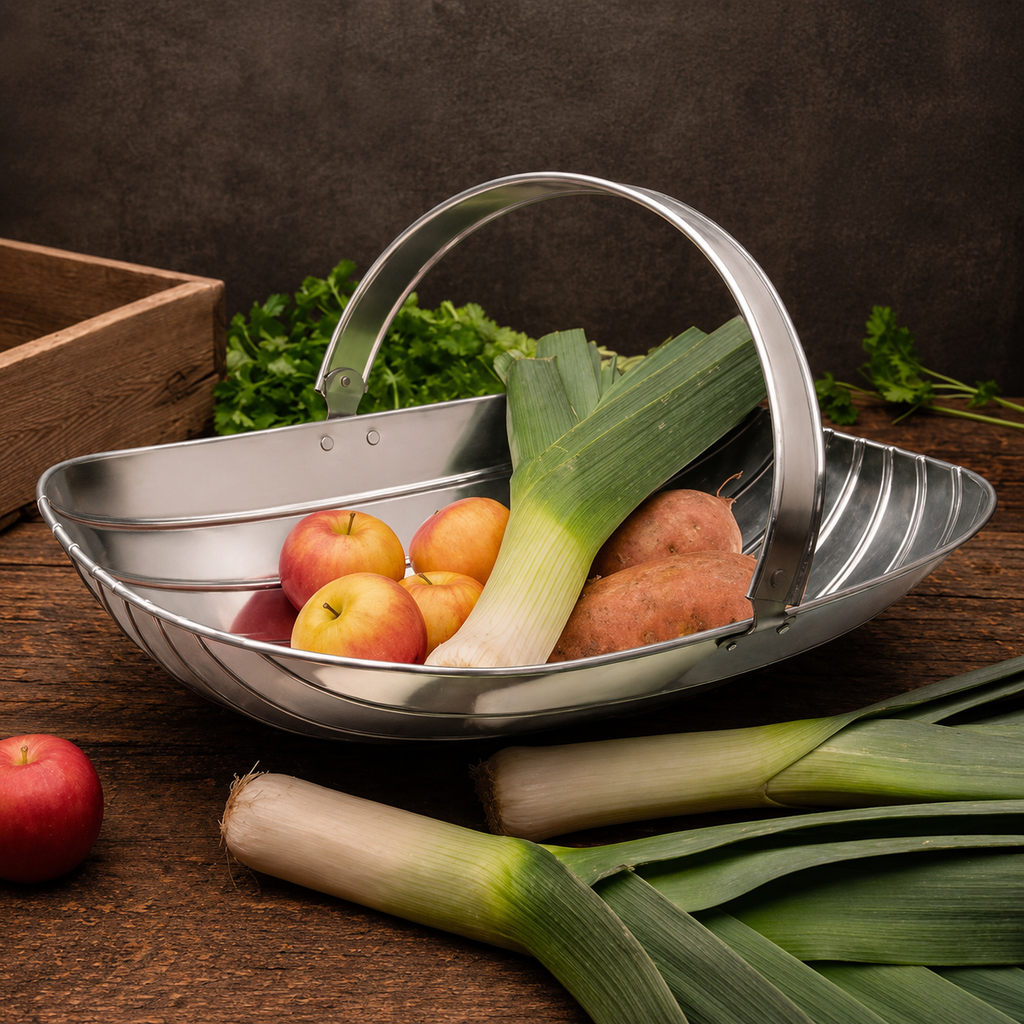 Greenhaus Gardening Vegetable Harvesting Set with Steel Trug and Pruner
