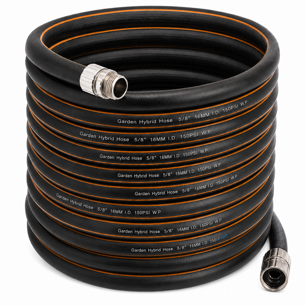 Greenhaus Gardening Heavy Duty Garden Hose with Hybrid Rubber PVC Construction