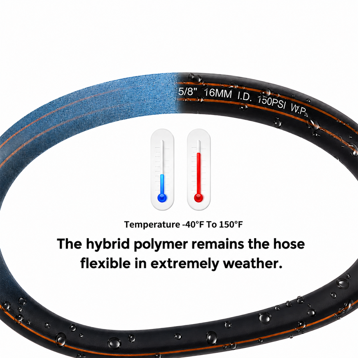 Greenhaus Gardening Heavy Duty Garden Hose with Hybrid Rubber PVC Construction