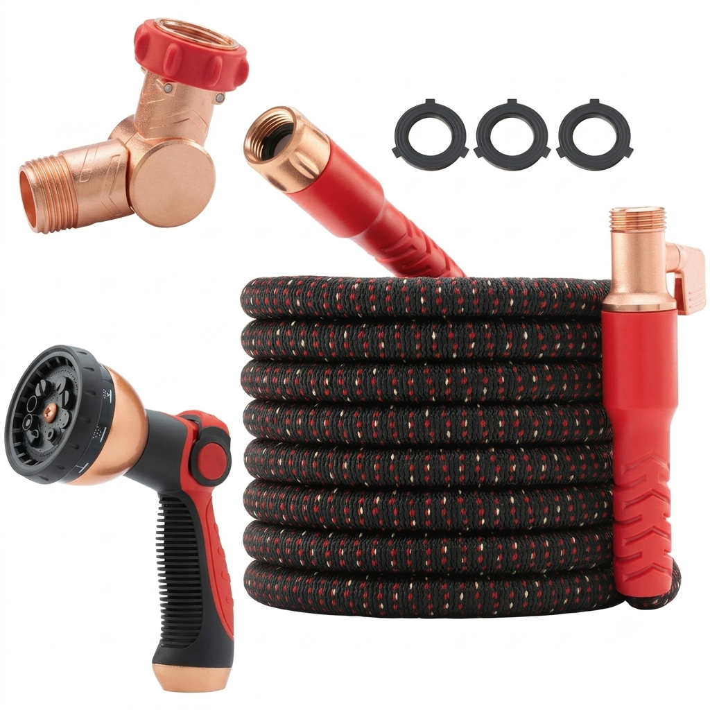 Greenhaus Gardening Expandable Garden Hose with Swivel Connector, 100 FT