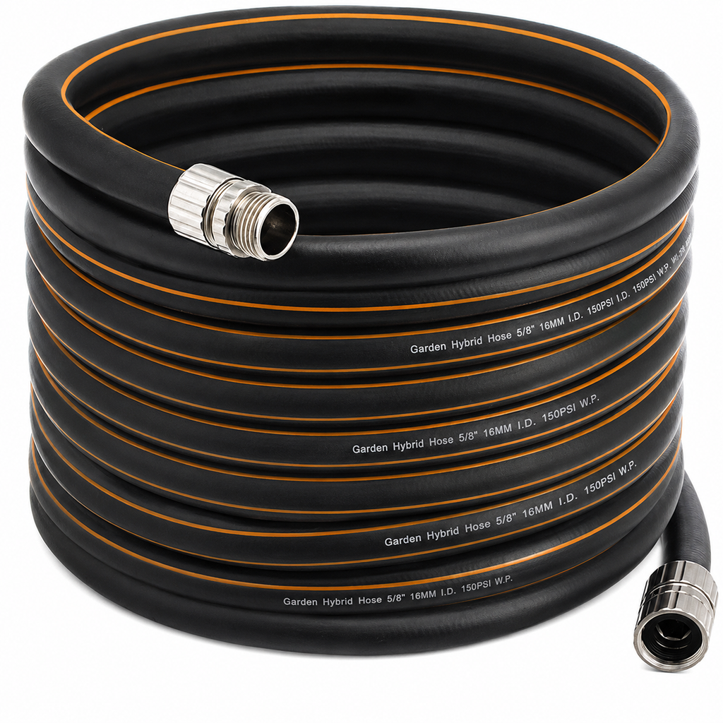 Greenhaus Gardening Heavy Duty Garden Hose with Hybrid Rubber PVC Construction