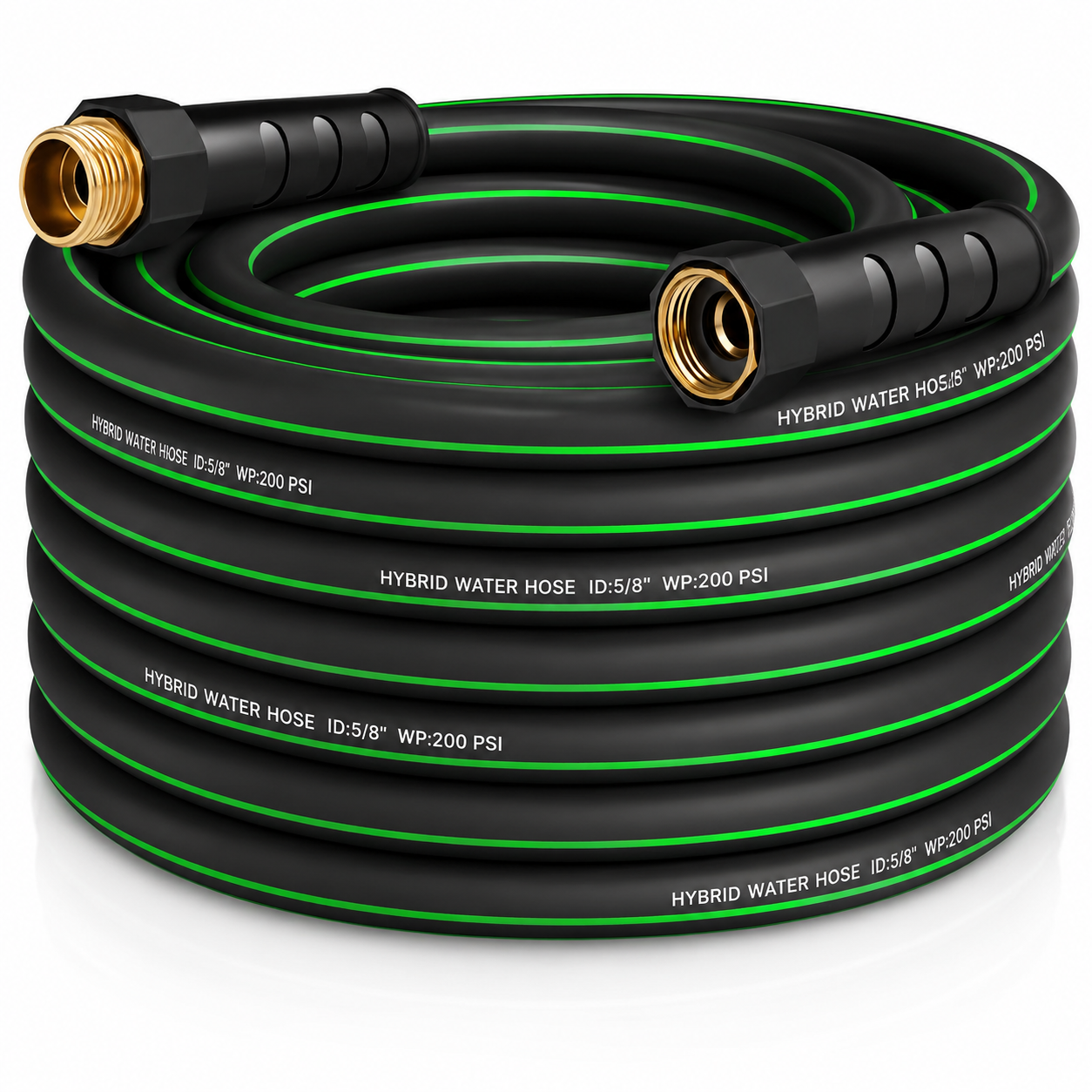 Greenhaus Gardening Heavy Duty 25ft Non-Expandable Garden Hose with Leak-Resistant Metal Fittings