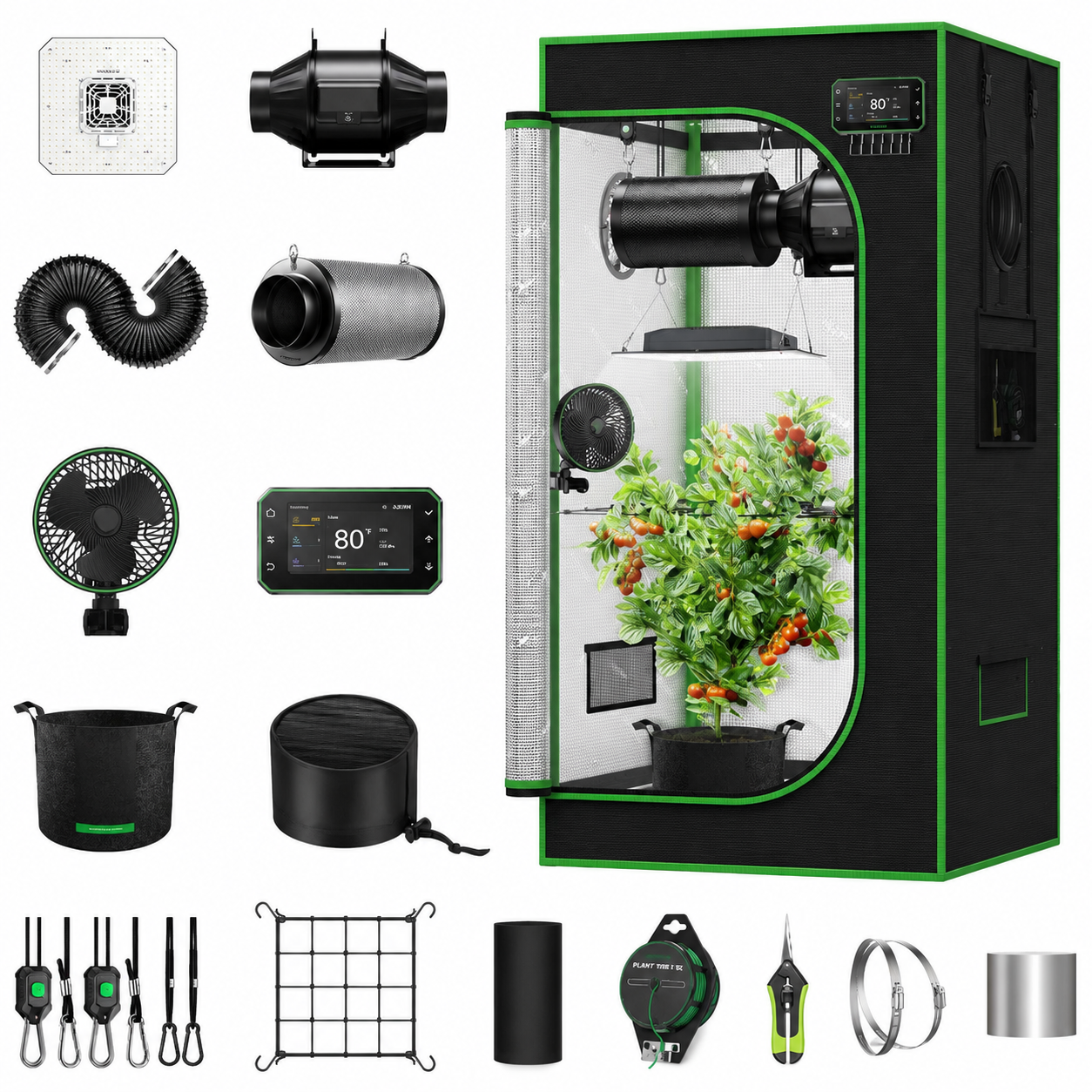 Greenhaus Gardening Indoor Grow Tent Kit with WiFi Climate Control