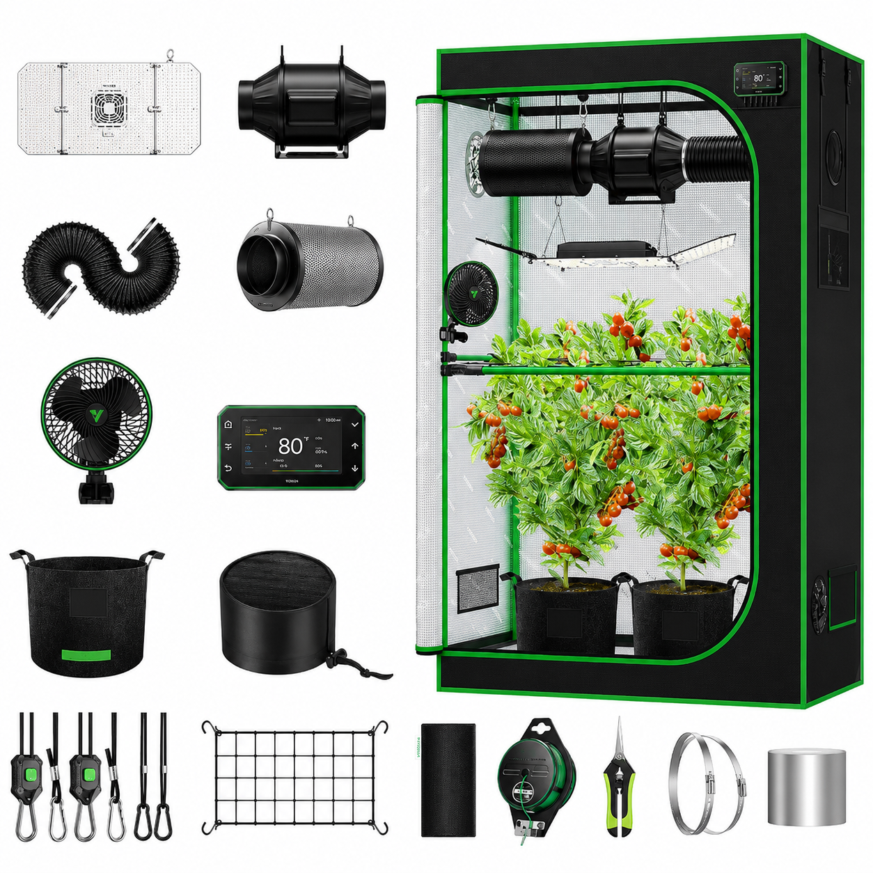 Greenhaus Gardening Indoor Grow Tent Kit with WiFi Climate Control
