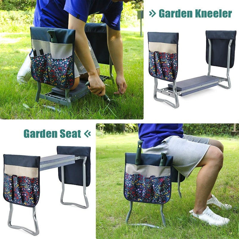 GreenHaus Gardening Multi-Function Garden Kneeler Seat with Side Storage Pockets