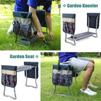 GreenHaus Gardening Multi-Function Garden Kneeler Seat with Side Storage Pockets