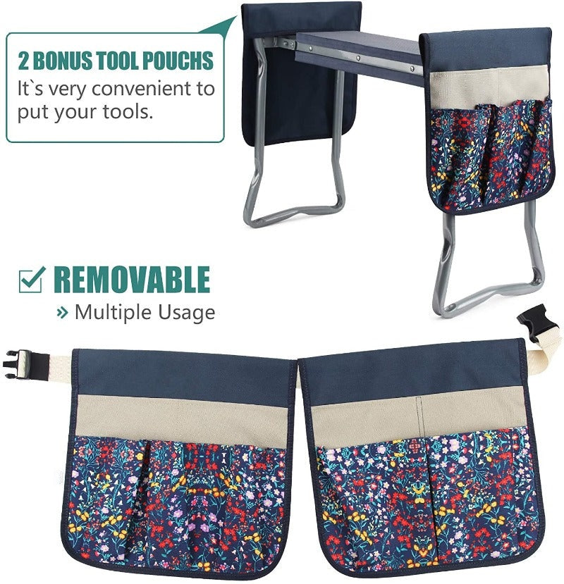 GreenHaus Gardening Multi-Function Garden Kneeler Seat with Side Storage Pockets