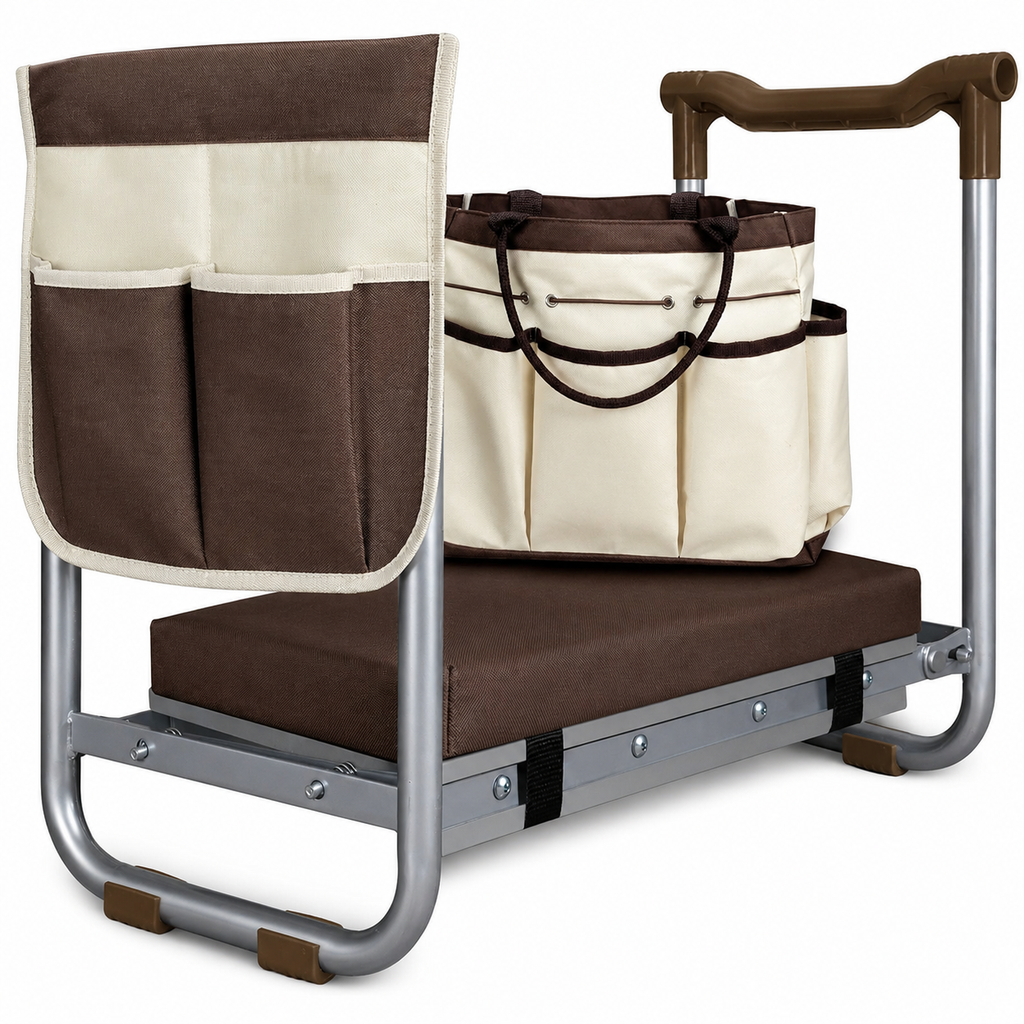 Greenhaus Gardening Premium Foldable Garden Kneeler & Seat with Detachable Cushion and Dual Tool Storage Bags
