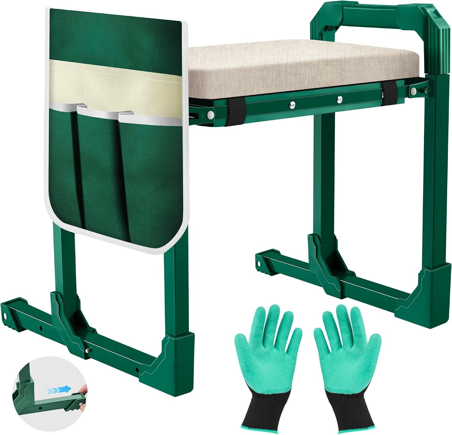 Greenhaus Gardening Foldable Garden Kneeler & Seat with Extendable Legs and Thick EVA Cushion