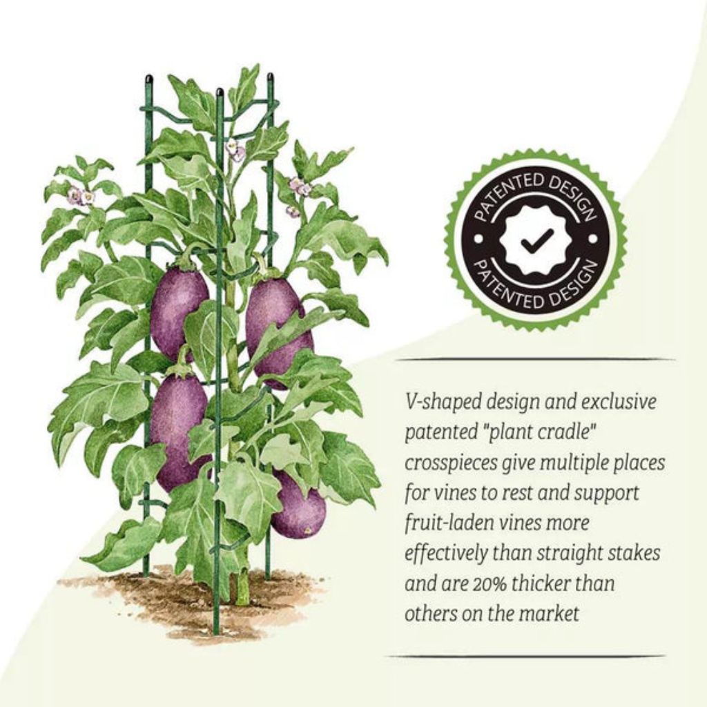 Greenhaus Gardening Pepper & Eggplant Stackable Stakes Set of 3, Plant Supports