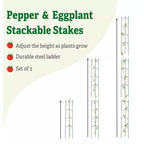 Greenhaus Gardening Pepper & Eggplant Stackable Stakes Set of 3, Plant Supports