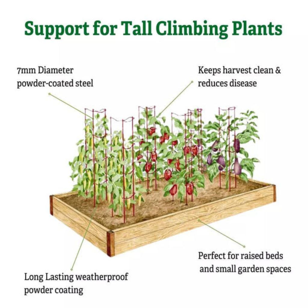 Greenhaus Gardening Pepper & Eggplant Stackable Stakes Set of 3, Plant Supports