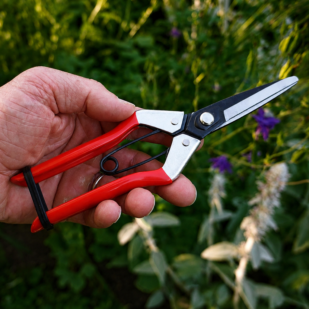 Greenhaus Gardening Spring-Loaded Fruit Scissors with PVC Steel Handle
