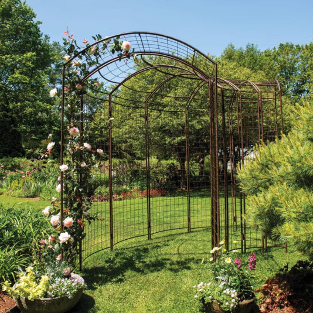 Greenhaus Gardening Garden Arbor, Meandering Steel Arch Trellis for Climbing Plants