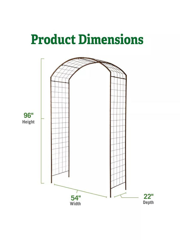 Greenhaus Gardening Tall Garden Arch Trellis, Durable Metal Plant Climbing Frame