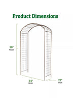 Greenhaus Gardening Tall Garden Arch Trellis, Durable Metal Plant Climbing Frame