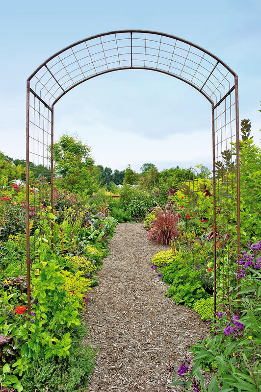 Greenhaus Gardening Tall Garden Arch Trellis, Durable Metal Plant Climbing Frame