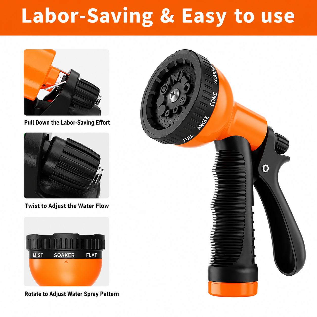 Greenhaus Gardening 2-Pack Garden Hose Nozzles with 10 Spray Patterns