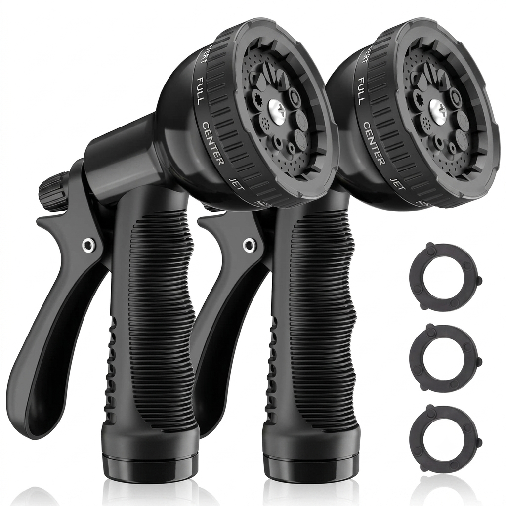 Greenhaus Gardening 2-Pack Garden Hose Nozzles with 10 Spray Patterns