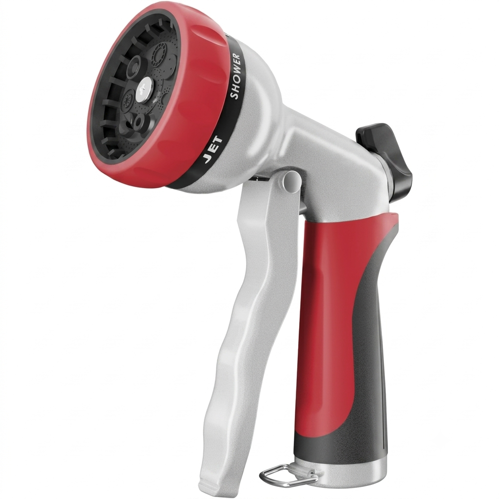 Greenhaus Gardening Heavy-Duty Metal Garden Hose Nozzle with 7 Spray Patterns