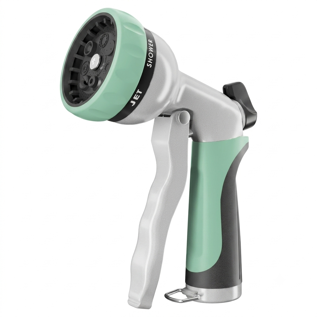 Greenhaus Gardening Heavy-Duty Metal Garden Hose Nozzle with 7 Spray Patterns