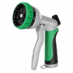 Greenhaus Gardening Heavy-Duty Metal Garden Hose Nozzle with 7 Spray Patterns
