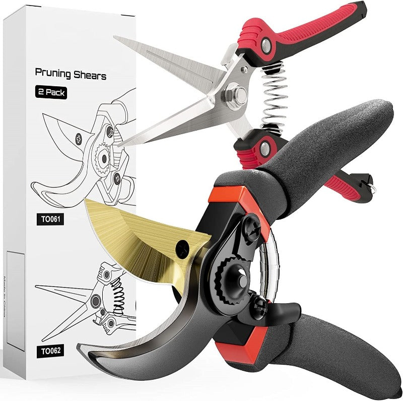GreenHaus Gardening Titanium Garden Pruners with Comfort Rotating Handle