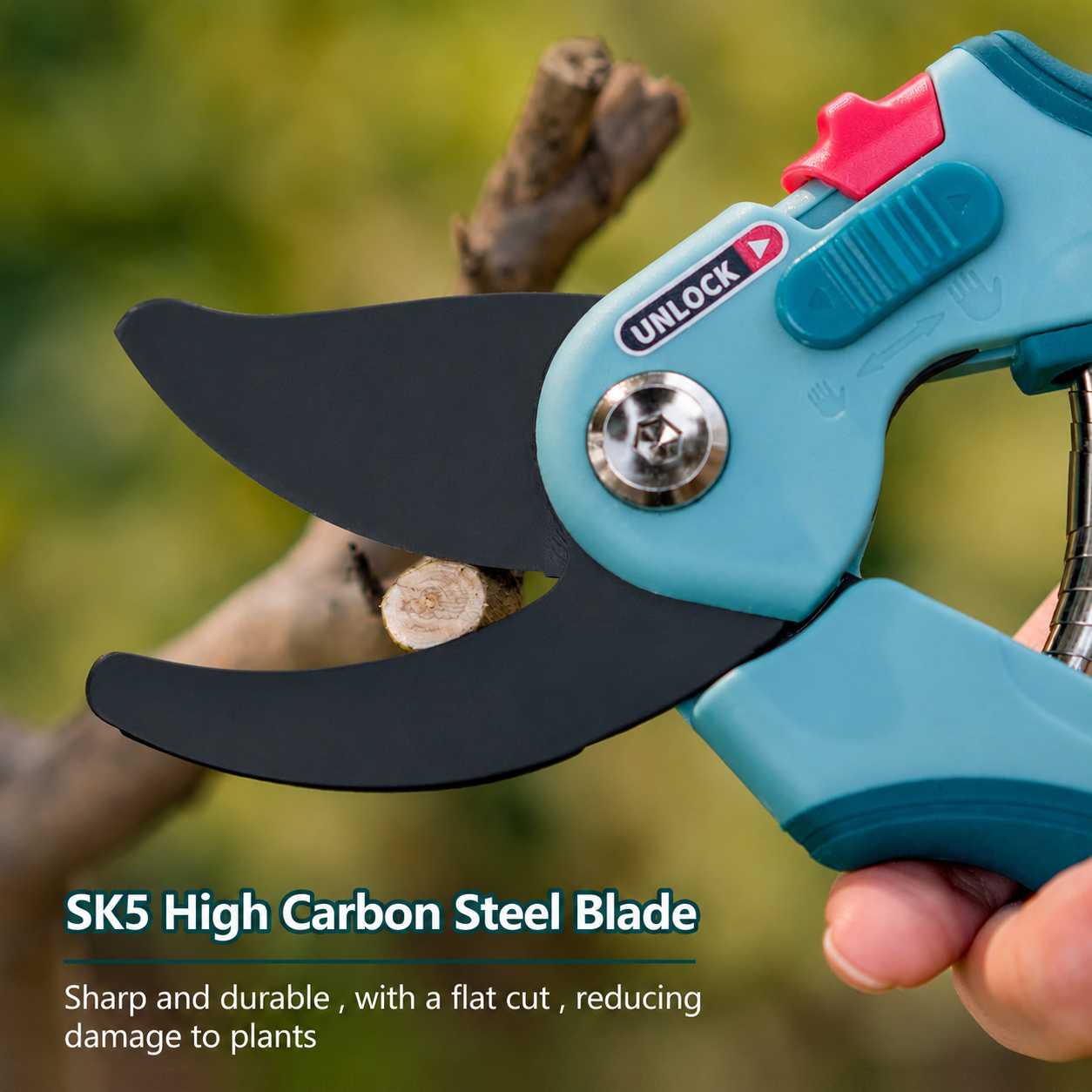 Greenhaus Gardening Stainless Steel Bypass Pruners with Spring Loaded Action