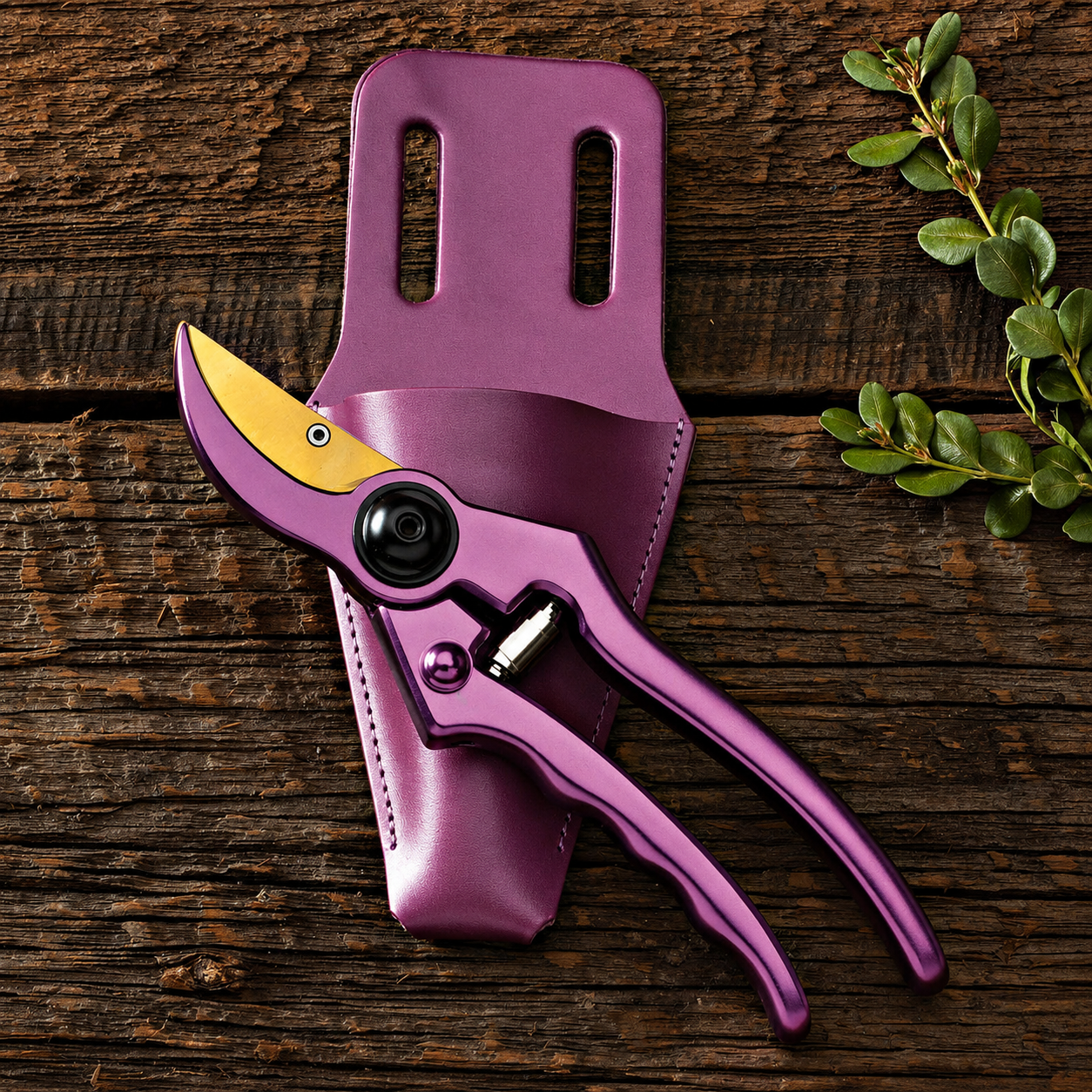 Greenhaus Gardening 9-Inch Bypass Pruner and Sheath Set