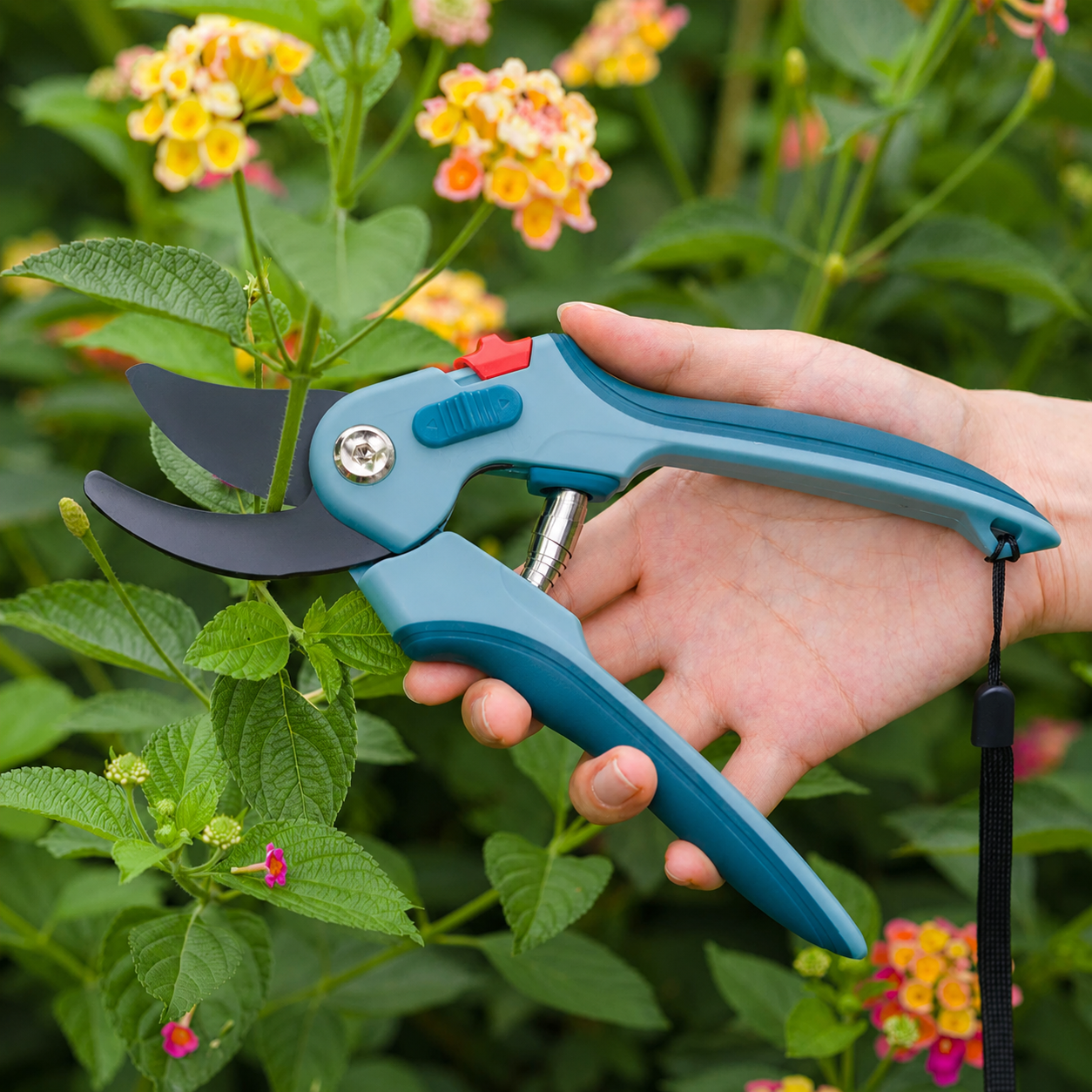 Greenhaus Gardening Stainless Steel Bypass Pruners with Spring Loaded Action
