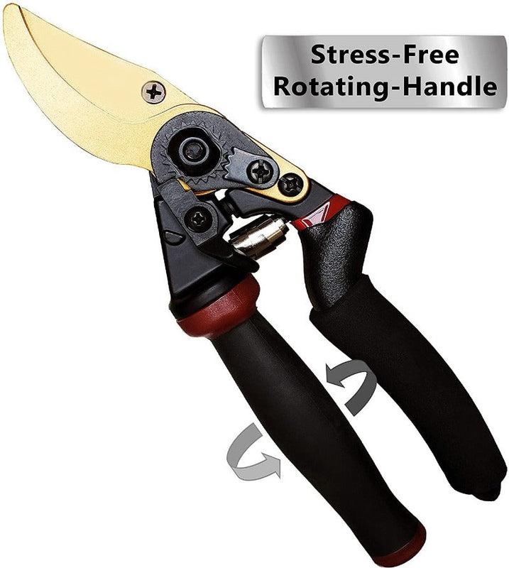 GreenHaus Gardening Titanium Garden Pruners with Comfort Rotating Handle