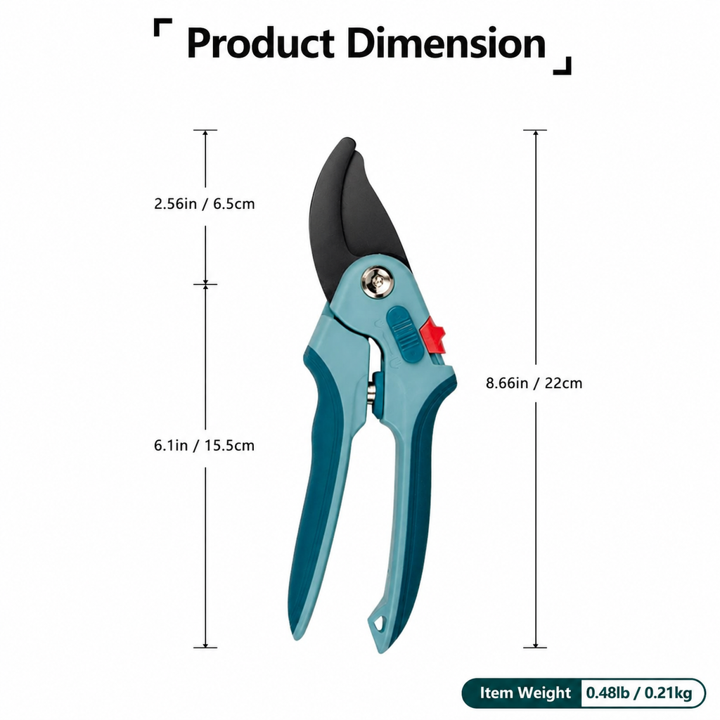 Greenhaus Gardening Stainless Steel Bypass Pruners with Spring Loaded Action
