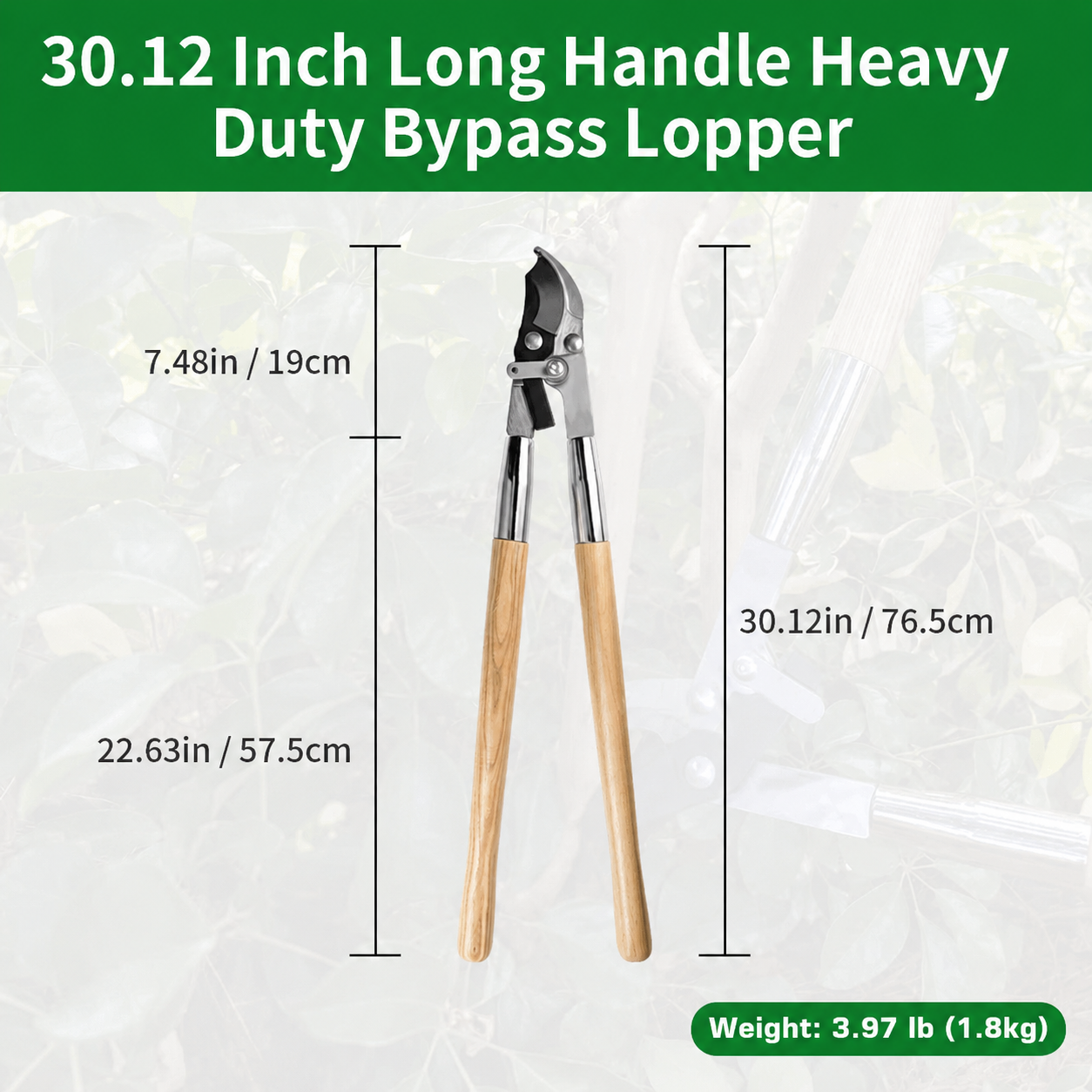 Greenhaus Gardening Bypass Loppers 30-Inch Heavy Duty Tree Branch Pruning Shears