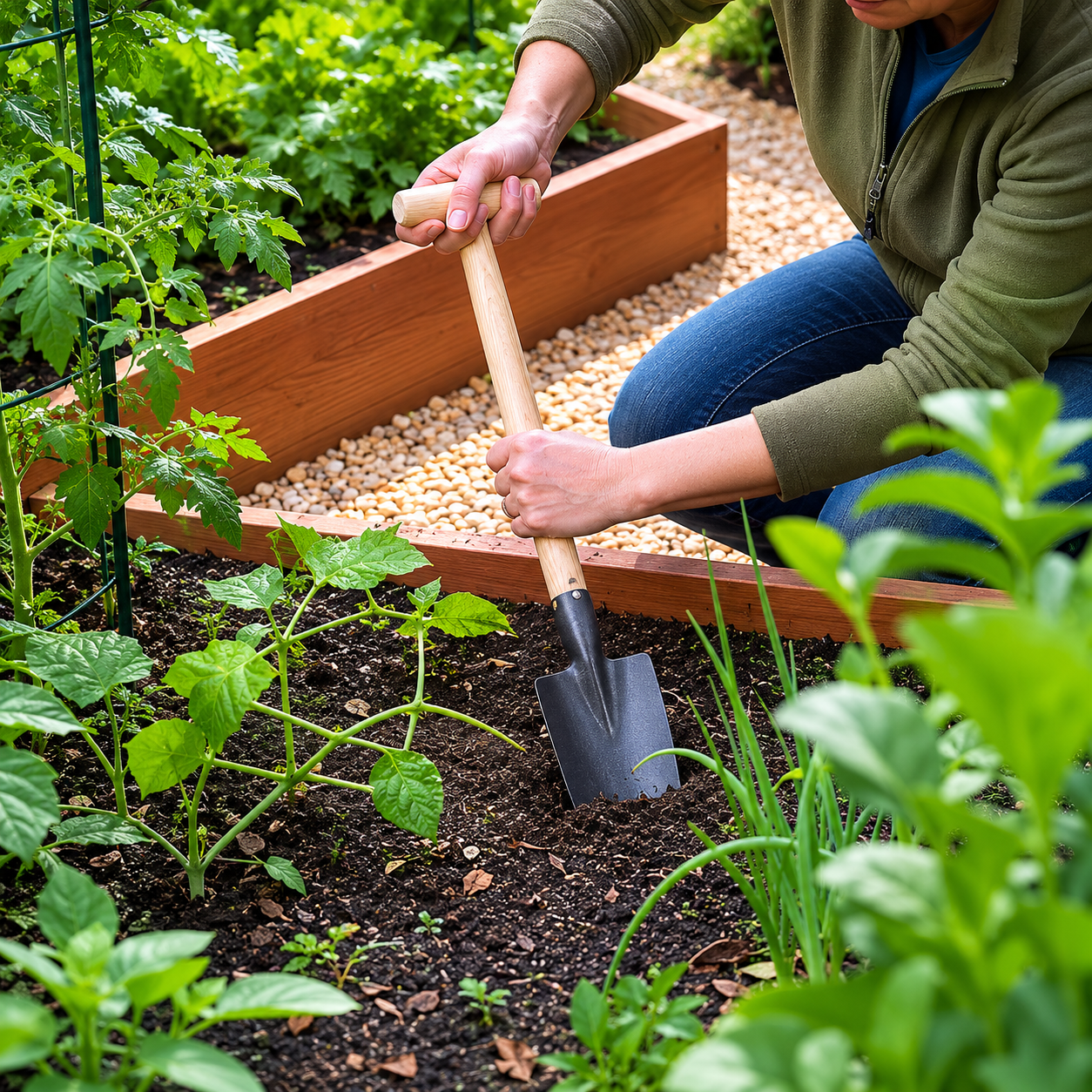 Greenhaus Gardening Short Handle Spade, Precision Planting & Transplanting Tool