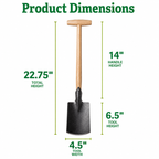 Greenhaus Gardening Short Handle Spade, Precision Planting & Transplanting Tool
