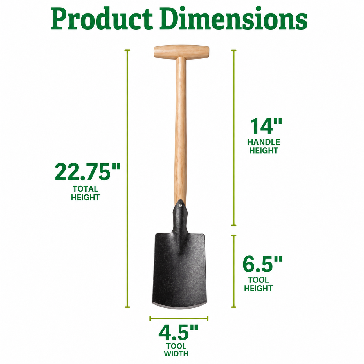 Greenhaus Gardening Short Handle Spade, Precision Planting & Transplanting Tool