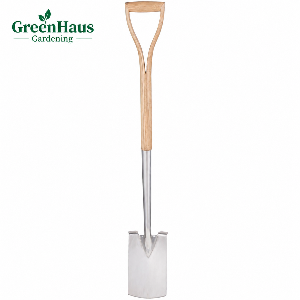 Greenhaus Gardening Long Handle Garden Spade, Heavy Duty Soil Digging Tool