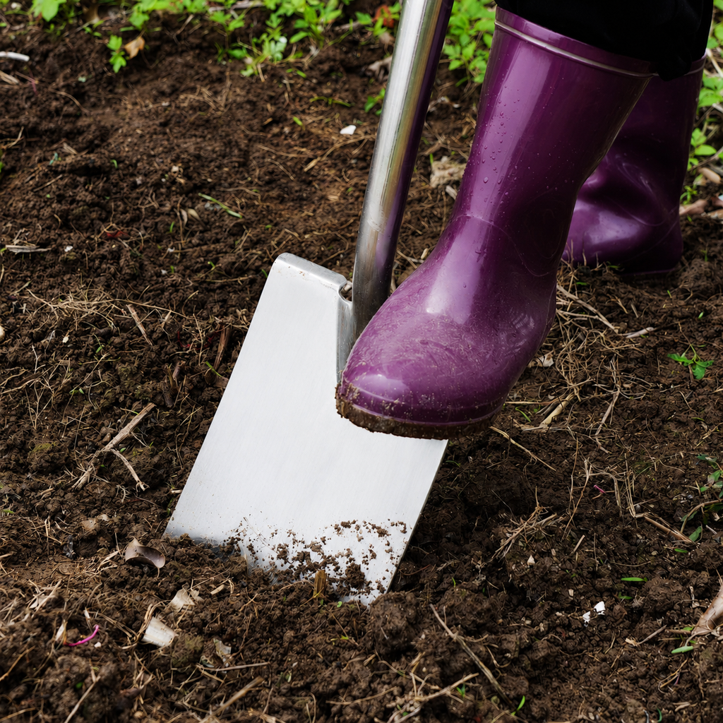 Greenhaus Gardening Long Handle Garden Spade, Heavy Duty Soil Digging Tool