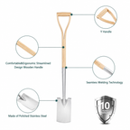 Greenhaus Gardening Long Handle Garden Spade, Heavy Duty Soil Digging Tool