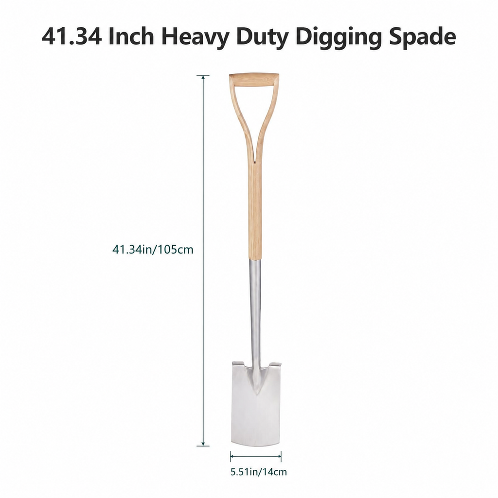 Greenhaus Gardening Long Handle Garden Spade, Heavy Duty Soil Digging Tool