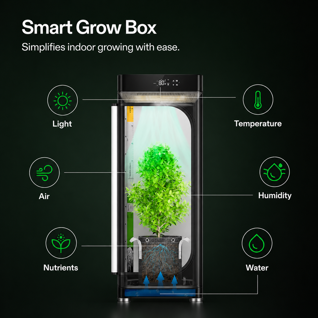 Greenhaus Gardening Smart Grow Box with Full-Spectrum LED Lighting